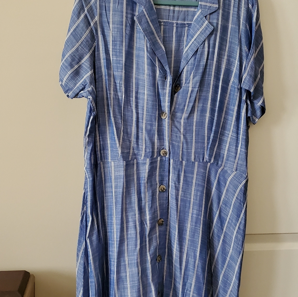 NWOT Chambray with white stripes dress.